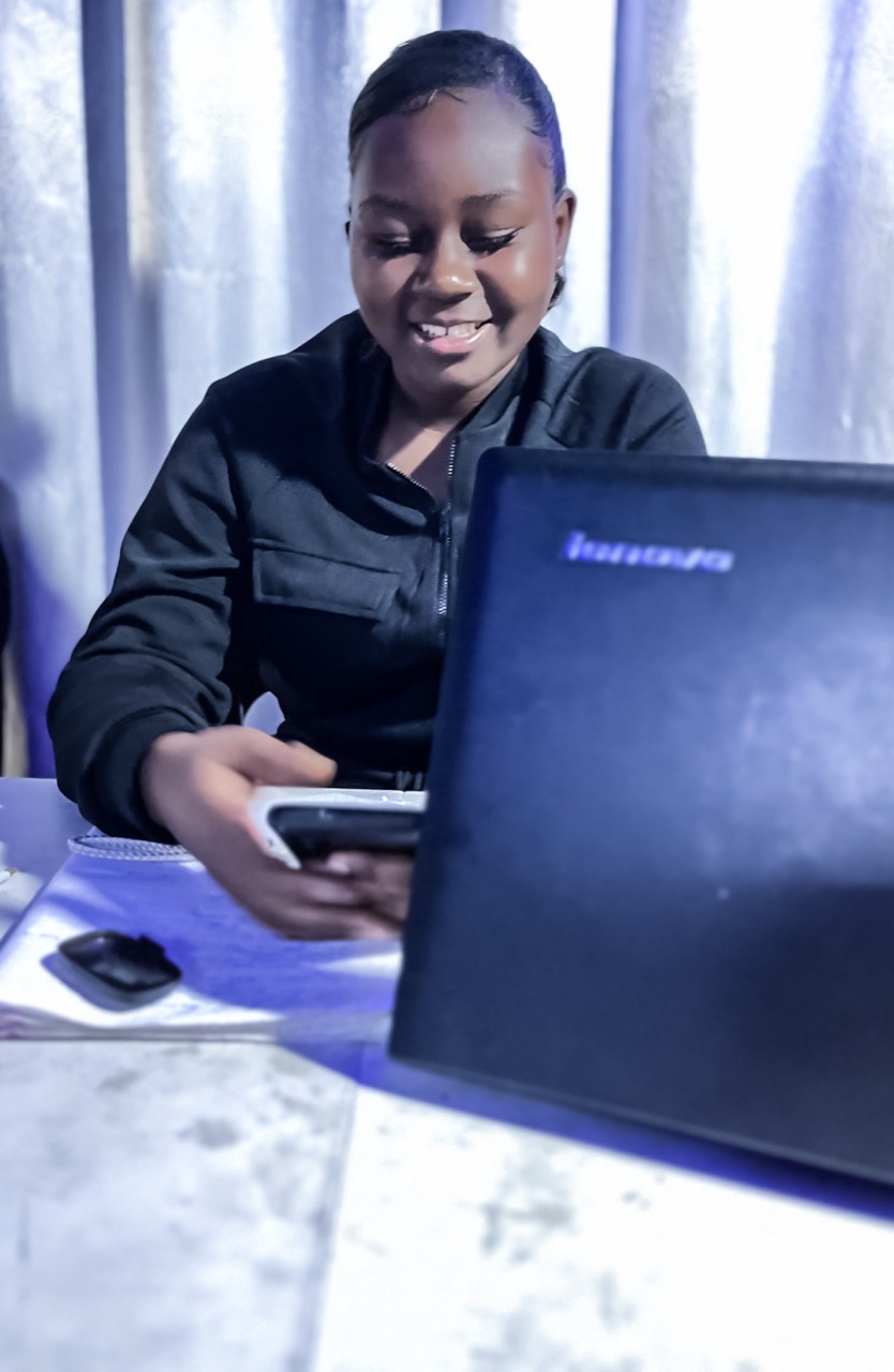 Student studying online with a laptop